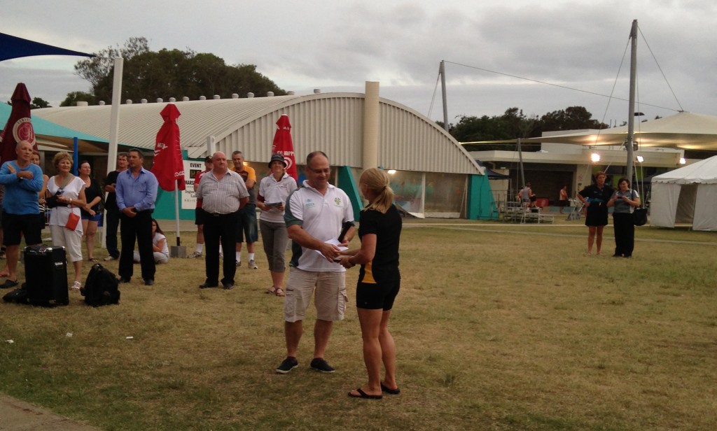 Graham Henderson presents Lena Plambeck with AUF Best Sportsperson Award